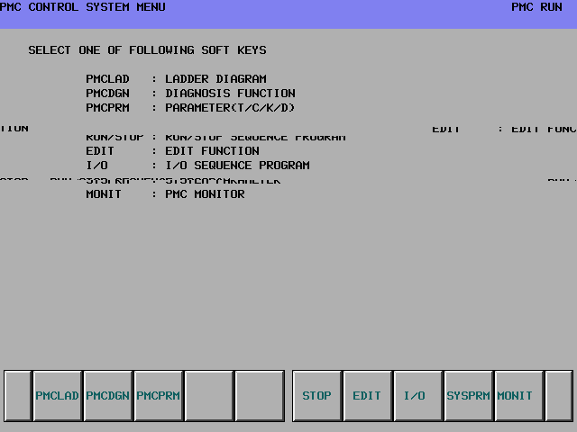 pmc control system menu